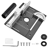 Set mit 3 Frästisch Einlegeplatten, Aluminiumlegierung, Frästisch Einlegeplatte für Oberfräsen, Router Table Insert Plate, Silver Fräsplatte Gravur-Hilfswerkzeug mit Gehrungslehre (Schwarz)