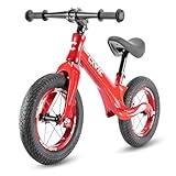 CXWXC 12' Laufrad für Kleinkinder - Alter 24 Monate bis 5 Jahre - Kinder-Schiebelaufrad mit Fußrasten, Laufrad ohne Pedale - Geburtstags Mädchen & Jungen (Rot)