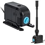 Teicher Teichpumpe FP-600 [8 W, 600l/h] Springbrunnen für Außen, Springbrunnenpumpe inkl. Aufsätze & Filter Schwamm | Teich, Miniteich, Wasserspiel, Fontänen, Bachlauf, Wasserfall Pumpe aussen klein