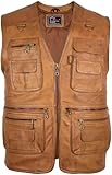 MDM Herren Lederweste, Freizeitweste, Jagdweste, Anglerweste...