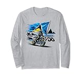 Saint Lucia 758 Independence Motorrad Biker Fans Flagge Herren Langarmshirt