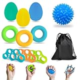 Homkuo Fingertrainer Knetball Handtrainer Set, 10 Stück Fingerexpander Handtraining Ball mit 3 Stärken für Hände Therapie, Arthrose Training, Stärkung der Finger und Hand für Klettern Gitarre