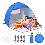 Jsdoin Strandmuschel Pop Up mit UV SchutzPop UpZelt Strandzelt,Koffertauglich Zelt für L (2-3) Personen/XL (3-4) Personen inkd. Wurfzelt Beach Tent für Camping Garten Familien mit Tragetasche