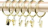 Gardinenringe, Gardinenhaken, Aufhängeringe, 50 Stück Gardinenringe mit Clips, dekorative Gardinenstangen-Clips, Aufhänger for Zuhause, Fensterdekoration, Outdoor-Aktivitäten, goldfarbene Gardinenring