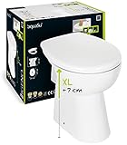 'aquaSu® Stand WC igenO spülrandlos mit +7 cm Erhöhung | Komplett-Set mit Toilettendeckel mit Absenkautomatik | Tiefspüler mit waagerechtem Abgang | Erhöhte Toilette | Komfort WC weiß | 57227 9