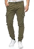 Indicode Herren August Cargohose aus Baumwolle mit 6 Taschen | Cargo Chino Hose f. Männer Army L