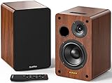 Saiyin Bluetooth Bookshelf, 40W X 2 Powered TV-Lautsprecher mit 4-Zoll-Tieftöner, Turntable-Lautsprecher mit optischem/AUX-Eingang/Subwoofer Line Out für PC und TVs