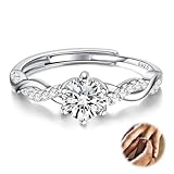 JeweBella 925 Sterling Silber Ringe für Damen Verstellbarer Verlobungsring Eheringe Glänzend Cubic Zirkonia Fingerring Trauringe Engagement Promise für Frauen Paar Schmuck