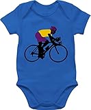 Baby Body Junge Mädchen - Sport & Bewegung Baby - Rennrad Triathlon - 3/6 Monate - Royalblau - babysachen Jungen Kurzarm Bodys Strampler Neugeborene Babybody kurzarmbody Sommer Babykleidung - BZ10