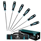 LIBRATON Kettensägenfeilen-Set, 5/32 Zoll, 3/16 Zoll, 7/32 Zoll Kettensägenschärfeilen-Set, Sägekettenfeilen, runde Sägefeilen, 6 Kettensägenschärffeilen mit Griff zum Schärfen von Kettensägen, mit