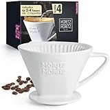 Moritz & Moritz Kaffeefilter Porzellan Größe 4 – Kaffeefilter Wiederverwendbar – kompatibel mit Melitta Filtertüten 1x4 – Kaffee Filteraufsatz für 2-4 Tassen - weiß