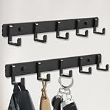 Bosdontek Kleiderhaken Wand, 2 Stück Garderobenhaken Kleiderhaken Metall Hakenleiste Garderobe Wand mit 5 Haken, Garderobenleiste Wandgarderobe Jackenhalter für Badezimmer -2 Stück (Matt Schwarz)