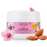 Jean & Len Aufbau Haarkur Mandel & Keratin, für stark strukturgeschädigtes Haar, repariert & reduziert Spliss sowie Haarbruch, glättet die Haarstruktur, Haarkur ohne Parabene & Silikone, vegan, 250 ml