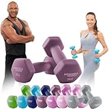 Miweba Sports Neopren Hantelset NKH100 | 𝐏𝐫𝐨𝐟𝐢 Hantel - Hexagon Hanteln Set - Kurzhanteln - Kurzhantel Set - Gymnastikhanteln - Hantel Set - Dumbbell - 0,5-10 Kg (2X 2.0 kg, Lila)