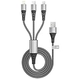Multi USB Kabel 1.2M, ladekabel 3 in 1 Schnellladekabel Nylon USB Ladekabel Mehrfach Anschlüsse Universal Ladekabel mit Micro USB Typ C Lightning für iPhone 17,Android,Samsung Galaxy,Huawei,Oneplus,LG