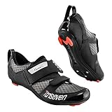 TriSeven Fahrradschuhe Herren Damen - Rennrad Fahrrad Schuhe Unisex - Atmungsaktiv Harte Sohle - Radsportschuhe - Kompatibel mit Delat, KEO, SPD und SPD-SL - Triathlon Reitschuhe - 40