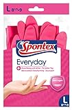 Spontex Everyday Haushaltshandschuhe, mit Baumwollbeflockung, Rosa, Größe L, 1 Paar