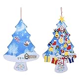 BFYDOAA 101,6 cm DIY Filz-Weihnachtsbaum-Set, Wand- und Türaufhängung, Winter-Adventskalender, Weihnachtsbaum mit Abnehmbaren 33 Ornamenten für Kleinkinder, Kinder