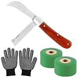 Nuo desire Okuliermesser mit 2 Klingen,Pilzmesser für Obstbäume Pfropfen Werkzeug Kit, Pfropfmesser mit Gartenhandschuhen, Dehnbare Transparente Pflanzenfolie für Blumen Baum Pflanzenzweige