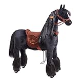 Ponnie - Ebony, Kinder Reitpferd, 5-12 Jahre, M, Mechanical Pferd auf Rollen, geeignet für Kinder ab 5 Jahren (Gewichtsanforderung: min. 18 kg bis max. 50 kg)