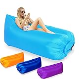 LOMUG Aufblasbares Sofa, Wasserdichtes Luft Sofa, 235X72CM Air Lounger, mit Kompakte Tragebeutel, Tragbares Lazy Lounger für Camping, Urlaub, Wandern, Schwimmbad und Strandparties (Himmelblau)