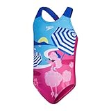 Speedo Girls Digital Printed Swimsuit Schwimmanzug Mädchen, Bloominous Pink / Picton Blue, 3 Jahre