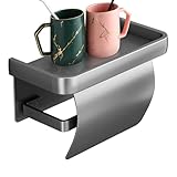 Toilettenpapierhalter mit Ablage – Toilettenpapierregal | Wandrollenhalter mit Telefonständer | Rostfreier Papierhandtuch-Wandhalter | Selbstklebende Papierhalter für Zubehör, Badezimmer-Taschentuchbo