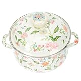 TOPPERFUN Kleiner Emaille Topf Milch und Suppentopf für Induktionsherde Design für Kleine Portionen Frei und Geschmacksneutral