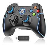 EasySMX Wireless PC Controller Game Controller PC Kabellos Bluetooth Gamepad mit Hall-Trigger&Dual Vibration&Turbo funktion, kompatibel mitPC/PS3/Switch/Android TV/TV-Box/Handy/Tablet/Laptop – Blau