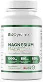 BioDynamx Magnesium Malat | 180 Magnesium Malat Kapseln – 1000 mg Magnesiummalat pro Portion | Magnesium hochdosiert | Gentechnik-, Gluten- und Allergenfrei