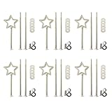 Nchdewui 6 Pack Etageren Stangen Set, Etageren Stangen, 3 Etagen Etagere, Metallstangen Mittellochausstech, Etagere Bausatz, Etagere Tortenständer, Metallstangen Für Hochzeitstorte (Silver,Star)