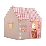 Allayu Kreativer Raum für Kinder: Spielzelt für drinnen und draußen mit einfach aufzubauendem, stabilem Rahmen für fantasievolles Rollenspiel, Camping und mehr. Tragbar, Rot, 120x105x128cm