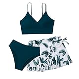 Bikini Mädchen 3-teilige Badeanzüge Bikini Top+Shorts +Slips Badeanzug Sommer Strand Bademode Badebekleidung Schwimmanzug Mädchen Bikini Sets Teenager Badeanzug Outfits Bikini Set für 7-18 Jahre