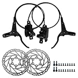DREAMDASH Hydraulisches Fahrradbremsen-Set, 2 Kolben vorne und hinten mit 160 mm Scheibenbremse, Rotor, passend für Mountainbike, Mountainbike, Stadt, Elektrofahrrad, Aluminium-Hebel, Halterung