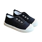 Kinder Segeltuchschuhe Atmungsaktiv Jungen Mädchen Schuhe Indoor Kinderschuhe Kleinkind Schuhe Junge Größe 1, Schwarz , 23 EU