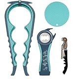 Glasöffner Set 4-teilig – Rutschfester Griff – Einfaches Öffnen für Senioren & bei Arthritis – Für Gläser, Dosen, Wein- & Flaschen – Ergonomischer Küchenhelfer