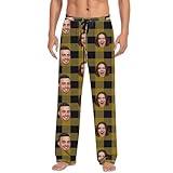 Herren-Loungehose mit 3D-Druck, lockere Passform, atmungsaktiv, Kordelzug, elastische Taille, Freizeithose für Zuhause, Fitnessstudio und Sommer, gelb, M