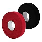 Jortmrd 2 Rollen Schläger Tape Eishockey Anti-Rutsch Hockey Tape Hockeyschläger Tape 2,5cm*25m Griffband Eishockey Sporttape Hockeytape Feldhockey Griff Tape (Schwarz, Rot)