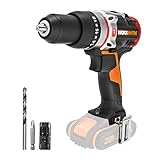 WORX Nitro WX354.9 Akku-Schlagbohrhammer 20V - bürstenloser Motor - 18 Drehmomenteinstellung + Bohren & Hammerbohren - 2-stufige Drehzahlsteuerun - 10mm in Stahlbeton - ohne Akkus & Ladegerät