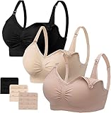 HBselect 3 Pcs Schwangerschafts Still BH Nahtloser Still-BH mit zusätzlichen BH-Verlängerungen Stillen und Schlaf Ohne Bügel für Damen