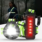 HONGYEA 800 Lumen Lauflicht Lauflampe Joggen, 2600mah Brustlampe zum Joggen, Jogging Lampe mit 6 LED, USB Wiederaufladbare Lauflampe, Running Light mit 180° Drehbare Lampenkopf & 360° Reflektoren