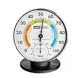 TFA Dostmann 45.2033.FR Präzisions-Thermo-Hygrometer in französischer Sprache, zur Raumklimakontrolle, Analog, Temperatur-/Feuchtigkeitskontrolle, silber/schwarz
