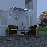 Terrassenmarkise Garten Markise Balkonmarkise Einziehbare Markise mit LED 250×150 cm Blau und Weiß für Terrasse Balkon