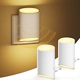 Nachtlicht Steckdose, Nachtlicht mit Bewegungsmelder und Dämmerungssensor, 2 Stück Nachtlicht Kinder mit Auf- und Abbeleuchtung 3000K Warmweißes 7 Einstellbare Helligkeitsstufen für Flur, Kinderzimmer
