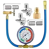 TocaFeank Klimaanlagen Nachfüllset - Kfz Kältemittel Nachfüllset,Anzapfventil Schlauch Set Für Kältemittel Werkstatt & Saison Wartung