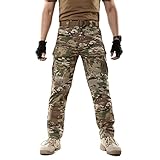 BWBIKE Herren Taktische Militärhose Combat Paintball Hose Outdoor Cargo Trainning Camo Works Hose (ohne Gürtel),Tarnung XL