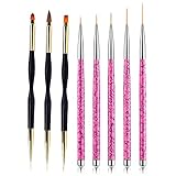 8 Teilig Nägel Pinsel Pinselset, 5 pcs Profi Detail Fine Nails Gel Nails Rosa Brush, 3 pcs für schwarz Nailart Gelnägel Pinsel Set für UV Gel und Acrylfingernägel Nagel Kunst Malerei Zeichnung Pinsel