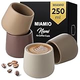 MIAMIO - Keramik Tassen 4er Set (250 ml) / Tassen aus Keramik ohne Henkel/Kaffeebecher, Kaffeetassen, Cappuccino Tassen (Beige Canyon)