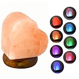 FANHAO Himalaya-Salzlampe, 8 Farben, 100 % authentische natürliche Kristall-Salz-Stein-Lampe, handgeschnitzte Herz-Salz-Kristalllampe, USB-Salzlampe, Nachtlicht für Heimdekoration und Geschenk