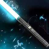 InLoveArts Lichtschwert, RGB 7 Farben Lasersaber mit Metall-Hilt, Force FX Duell-Lichtschwert, Spielzeug für Erwachsene und Kinder (77 cm, schwarz)